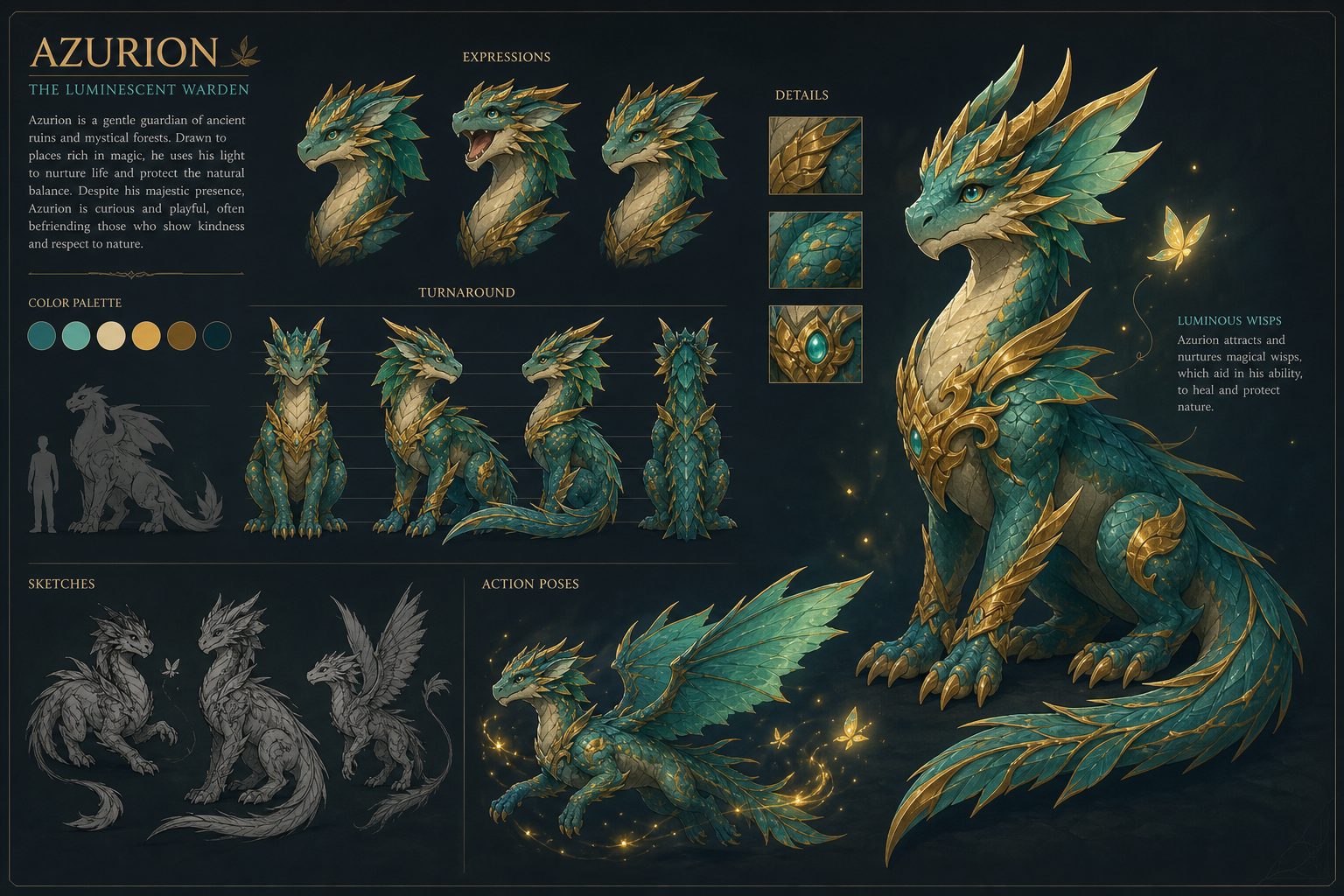 Fantasy dragon character concept art illustration