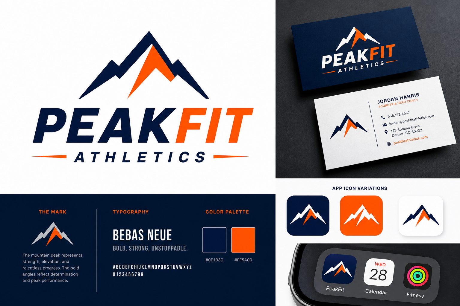 PeakFit Athletics logo and brand identity