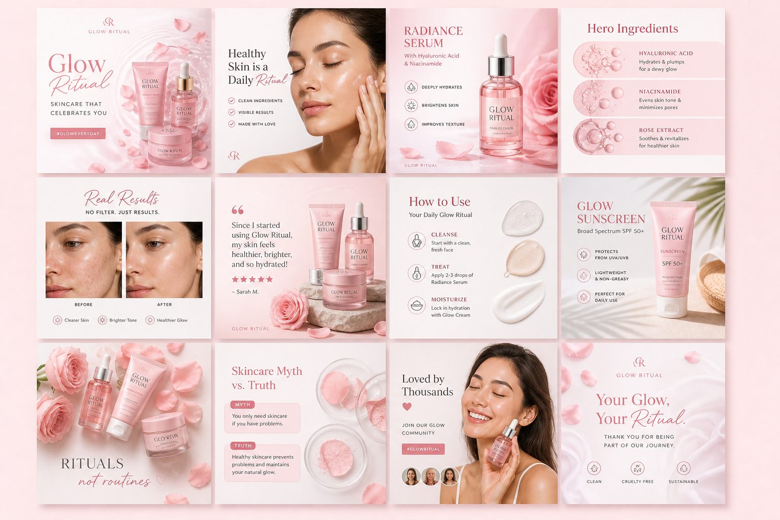 Glow Ritual skincare social media and photo editing