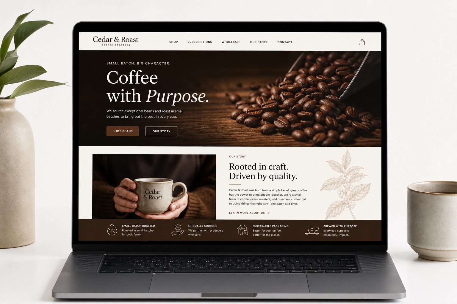 Cedar & Roast coffee roastery website design